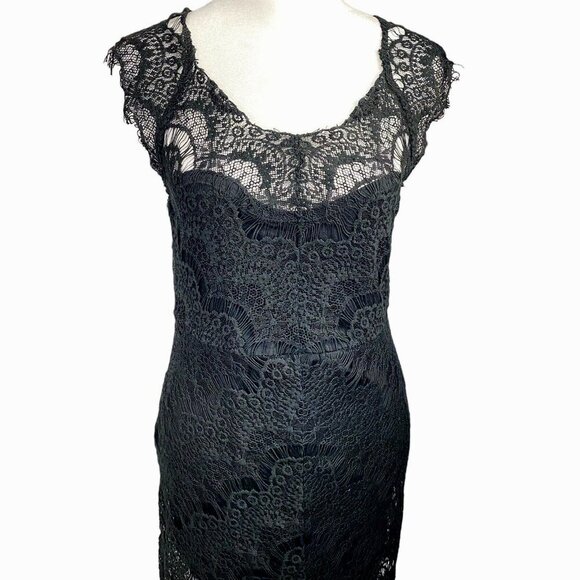 INTIMATELY Free People Women Peekaboo Dress Size XS Black Cap Sleeve Crocheted - Picture 9 of 13